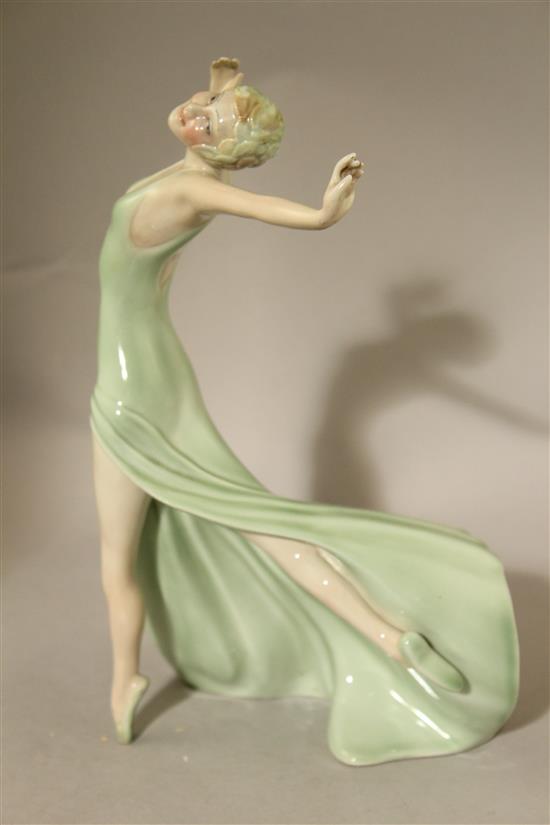 A rare Wade Art Deco underglaze porcelain figure of Joy, c.1939, 24.5cm